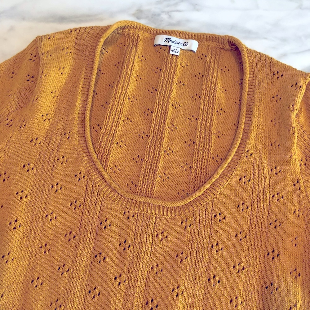 MADEWELL Pointelle Willford Sweater Tee Mustard Color Size XSmall - Picture 5 of 12